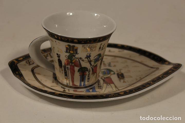 Vintage: taza y plato porcelana fm-limoges - made in egypt