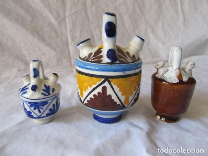 Vintage: 3 botijos cer&aacute;micos en miniatura - Foto 3