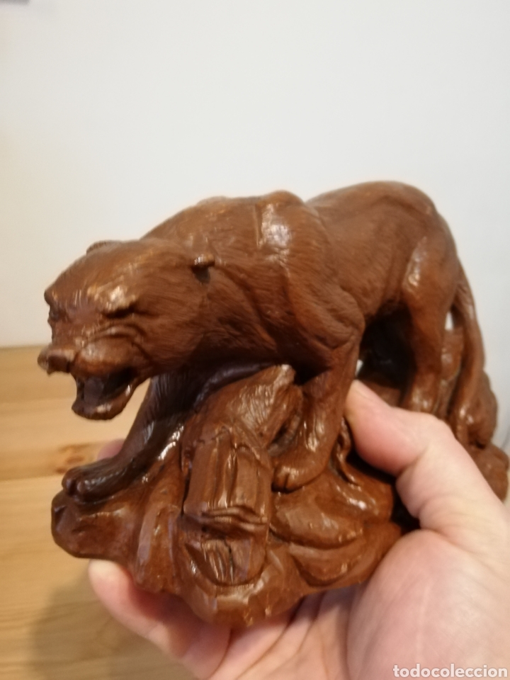 Vintage: Red mill fabricaci&oacute;n Panther Mountain Lion Pacana Caparaz&oacute;n estatua de animales (1993)