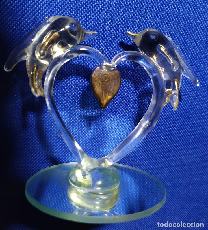 Cristal Templado Corazon De Delfines Enamorados Buy Crystal And Vintage Glass At Todocoleccion