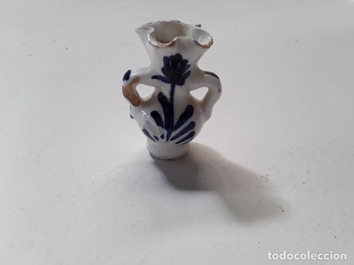 Vintage: jarra esmaltada de azul mini de cer&aacute;mica o porcelana