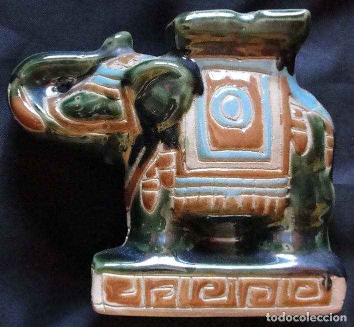 Vintage: ELEFANTE DE CERAMICA ORIENTAL ESMALTADA