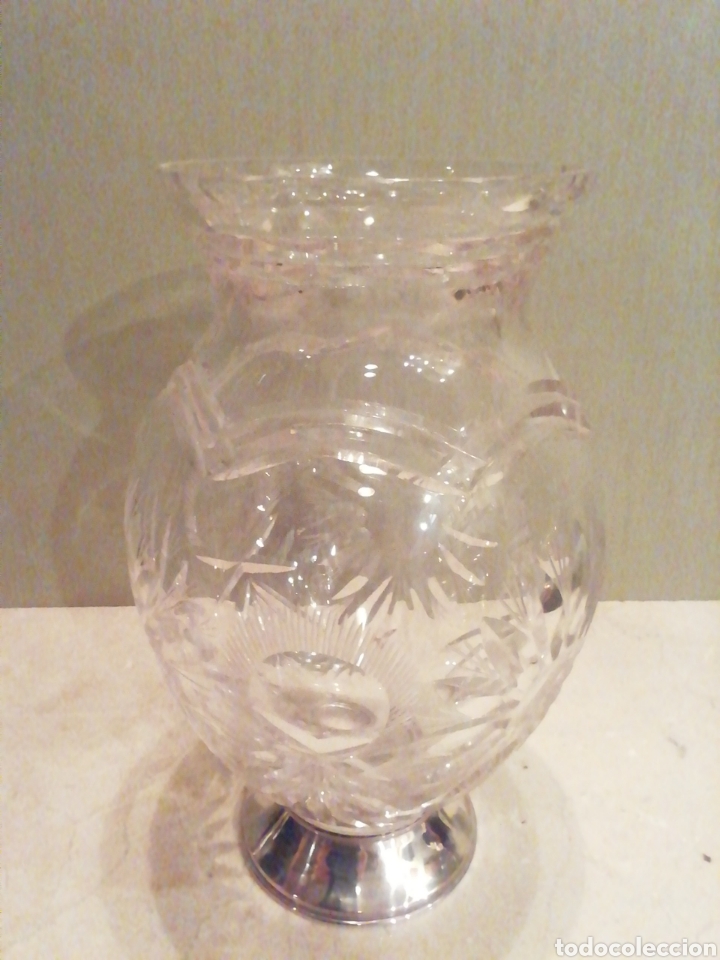 Vintage: Jarr&oacute;n de cristal con base de plata. - Foto 2