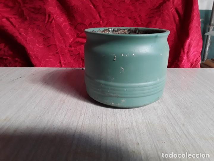 Vintage: Maceta o tiesto cer&aacute;mico verde vintage