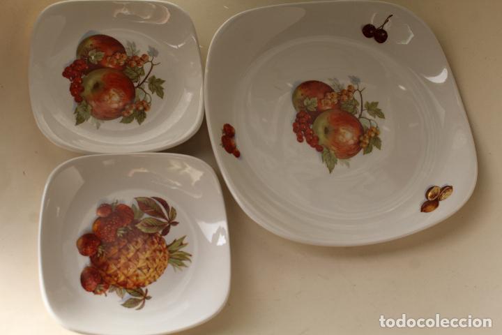 Vintage: set 3 platos vintage con frutas