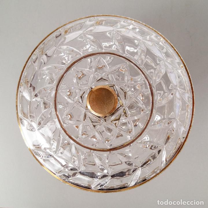 fuente de cristal con acabados dorados. 17cm. w - Comprar Cristal y