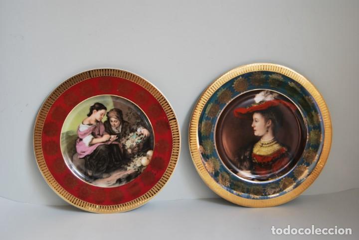 Vintage: PAREJA DE PLATOS DE PORCELANA GUILL&Eacute;N - MADRID - A&Ntilde;OS 70