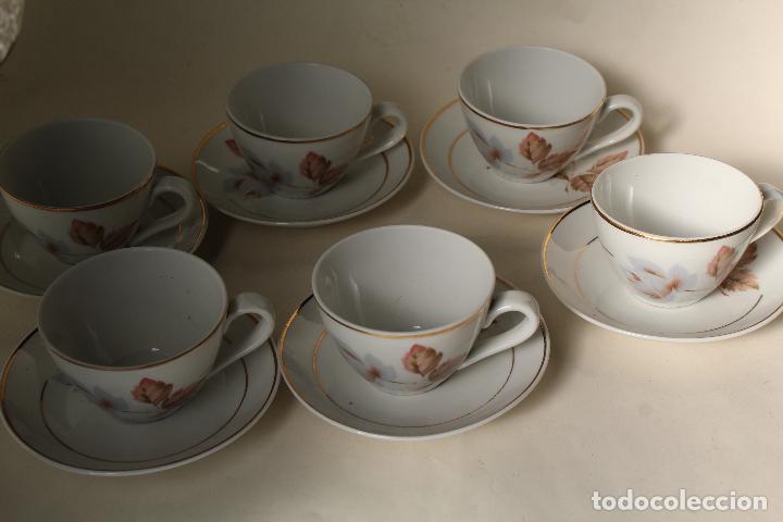 Vintage: juego de 6 tazas de porcelana con sello en la base