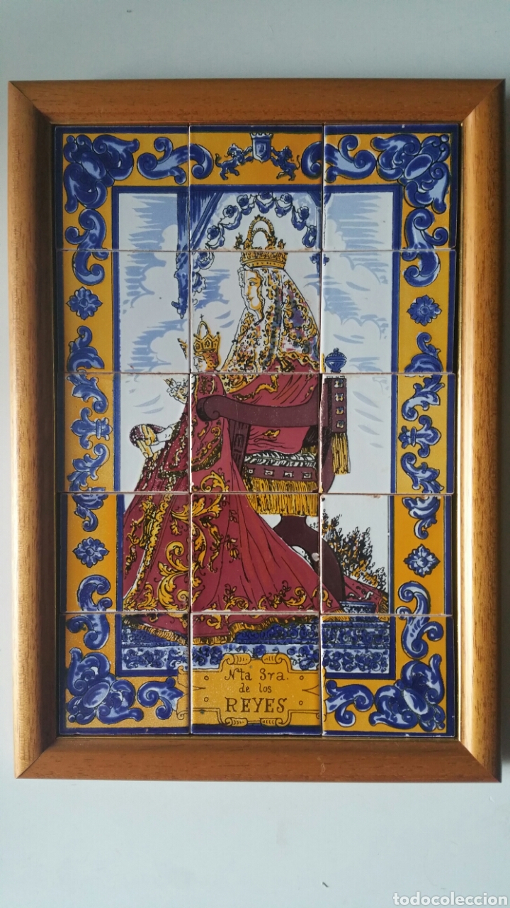 Vintage: Cuadro de Nta. Sra. de los Reyes, mosaicos de cer&aacute;mica.