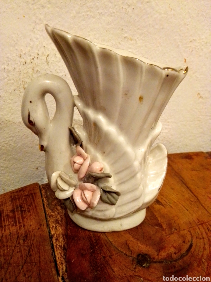 Vintage: Jarr&oacute;n peque&ntilde;o cisne de porcelana 12 cms
