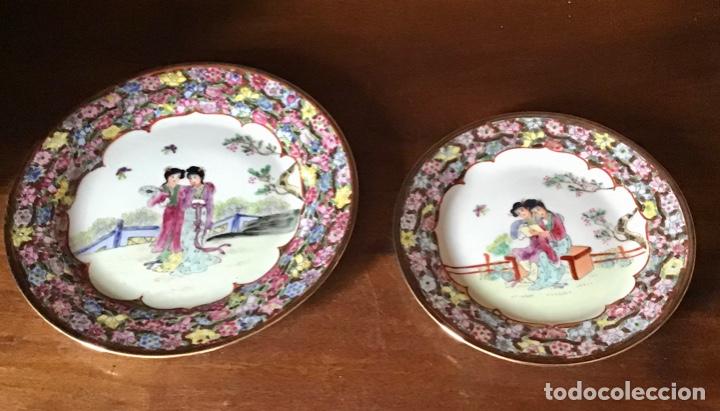 Vintage: Platos antiguos cer&aacute;mica japonesa con sello