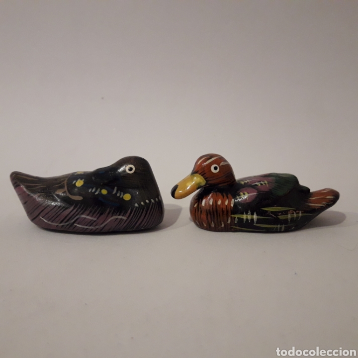 Vintage: Pareja de patos arcilla o barro. Miniaturas