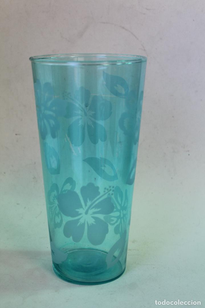 Vintage: vaso cristal pintado azul - Foto 2