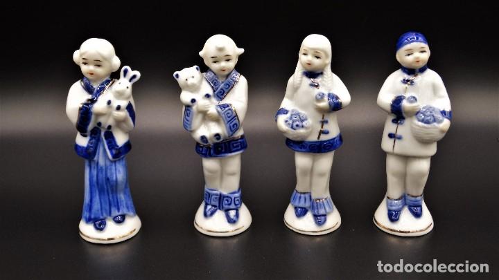 Vintage: Cuatro peque&ntilde;as figuras &iquest;en porcelana o cer&aacute;mica? Echo en Jap&oacute;n. Vintage, A&ntilde;os 80