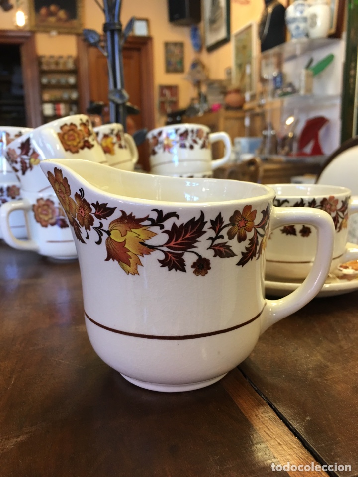 Vintage: Juego de café - Cerámica esmaltada Pickman Torre del Oro - Jarra, tazas y platos decoración floral - Foto 4 - 221257322