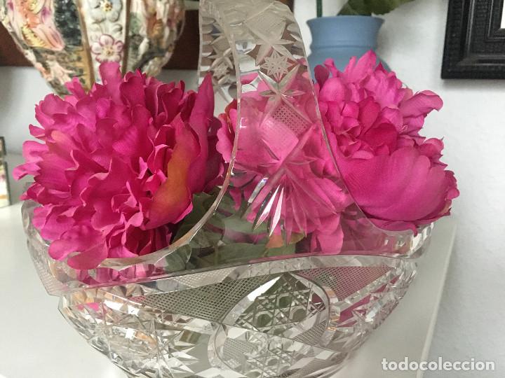 Vintage: cesta de cristal tallado - Foto 1