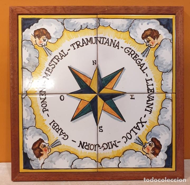 Vintage: cuadro de cer&aacute;mica pintado a mano con marco
