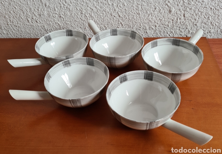 Vintage: 5 Cuencos grandes Porcelana de O Castro - Caldo Gallego Sopa Cocina - Decoraci&oacute;n Vintage - Galicia