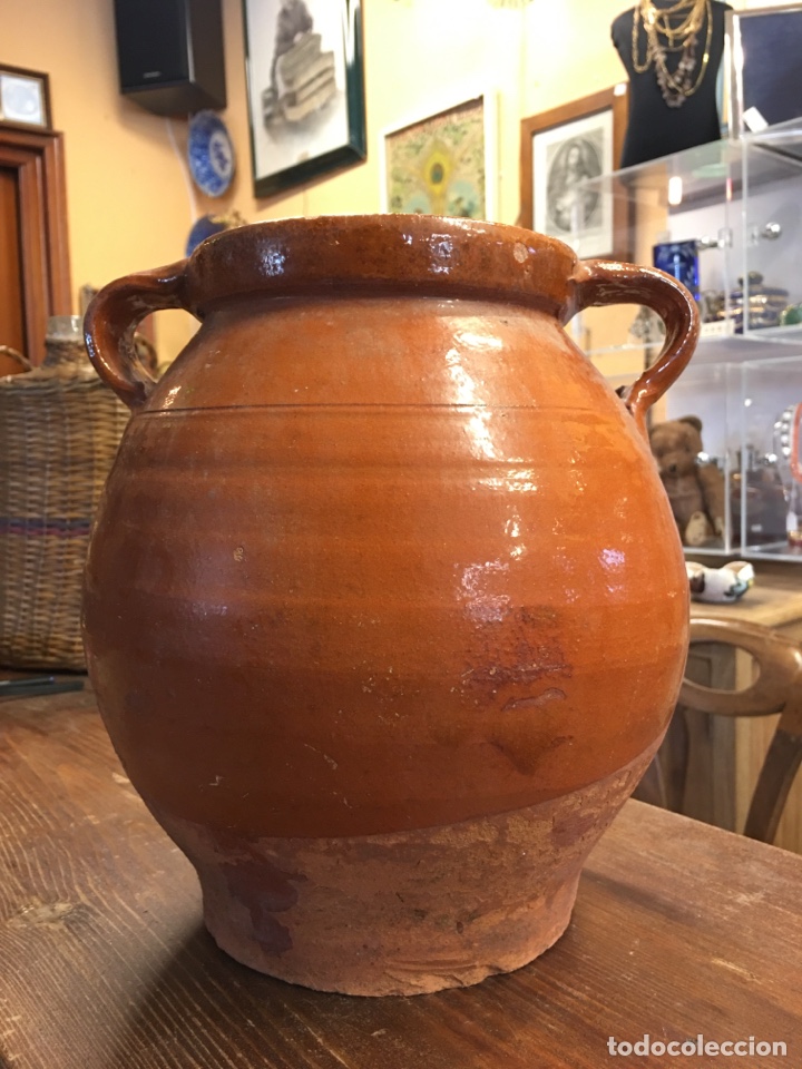 Vintage: Olla de barro segoviana - C&aacute;ntaro de dos asas - 26 x 23,5 cm