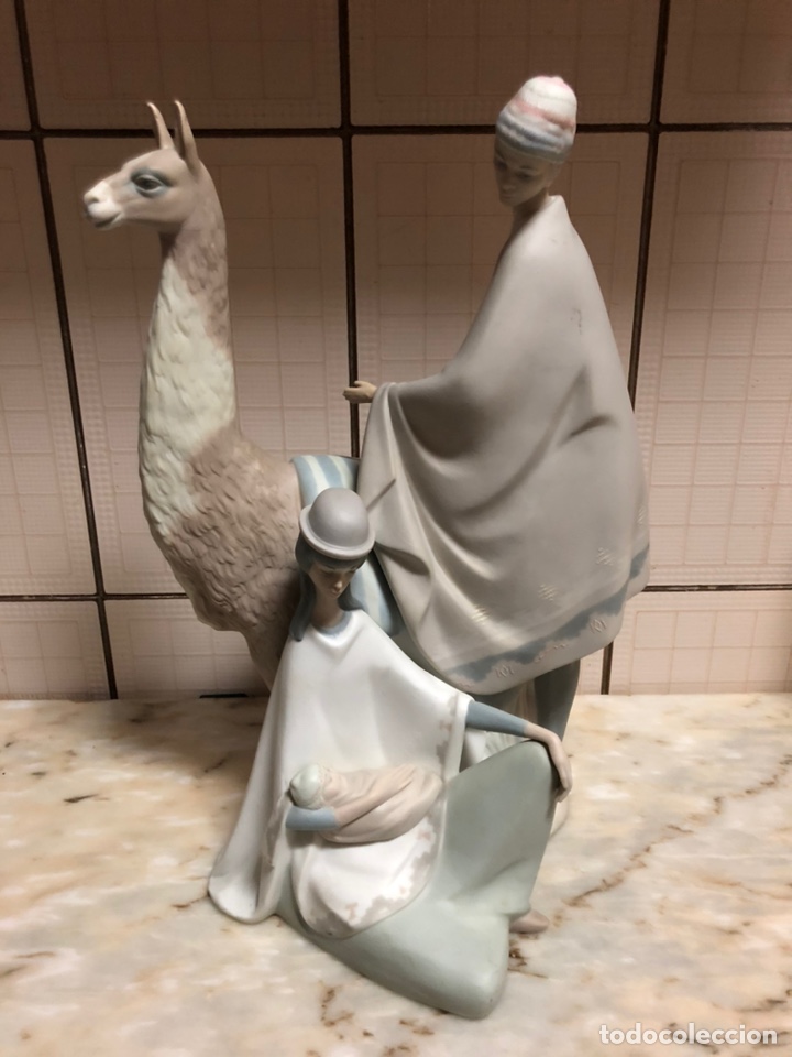 Vintage: LLADRO-PAREJA DE PERUANOS-MUJER CON NI&Ntilde;O EN BRAZOS Y YAMA.