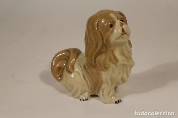 Vintage: perro pekines de ceramica con sello
