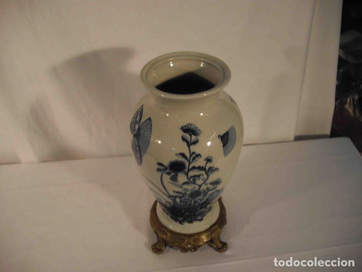 Vintage: JARRON ABANICOS AZULES - Foto 2