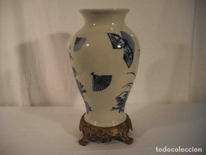 Vintage: JARRON ABANICOS AZULES - Foto 3