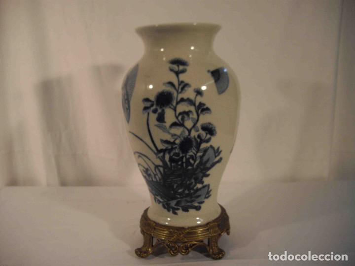 Vintage: JARRON ABANICOS AZULES - Foto 4