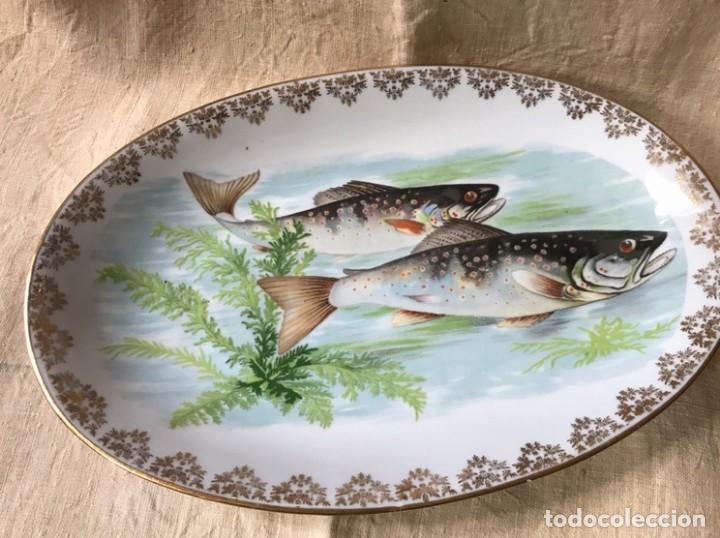 Vintage: Bandeja de porcelana decorada con peces