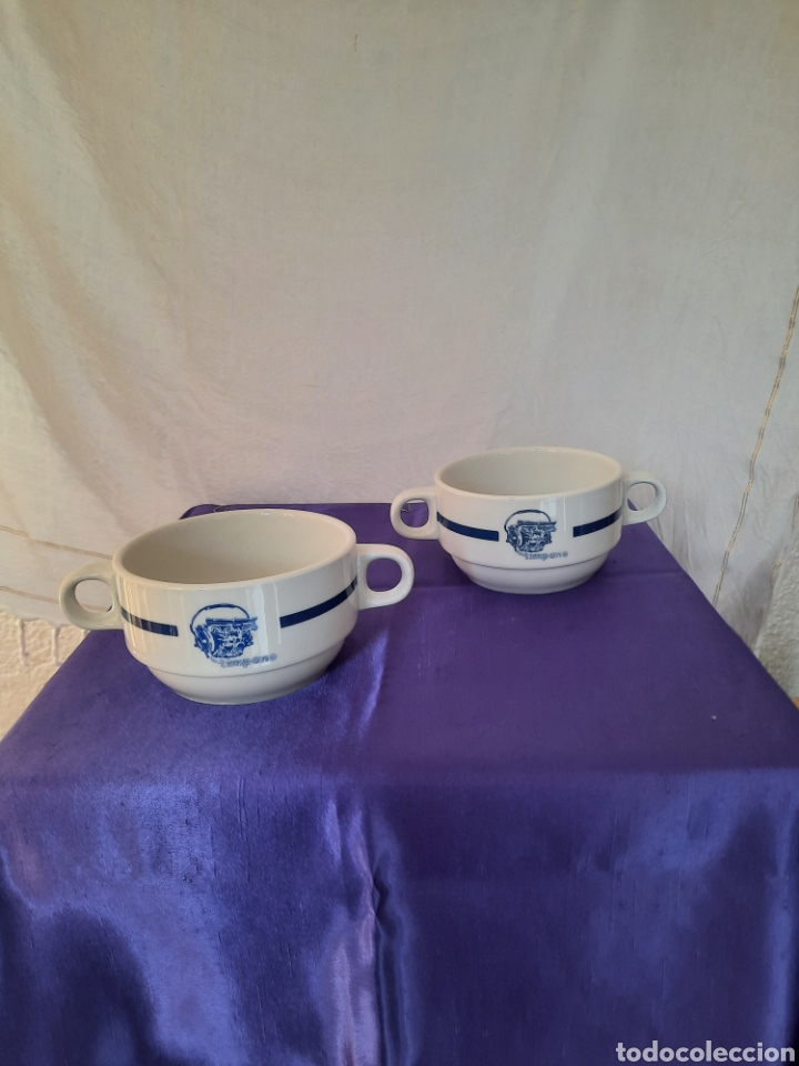 Vintage: Tazas Consom&eacute; de Loza porcelana Publicidad T&iacute;mpano 90s la pareja