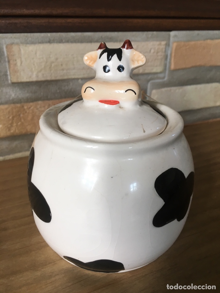 Vintage: Azucarera porcelana figura vaca 12cm alto