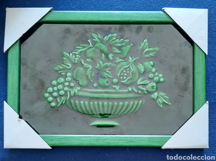 Vintage: Bodegon azulejo ceramica emmarcado. Procedencia Castell&oacute; de la Plana.