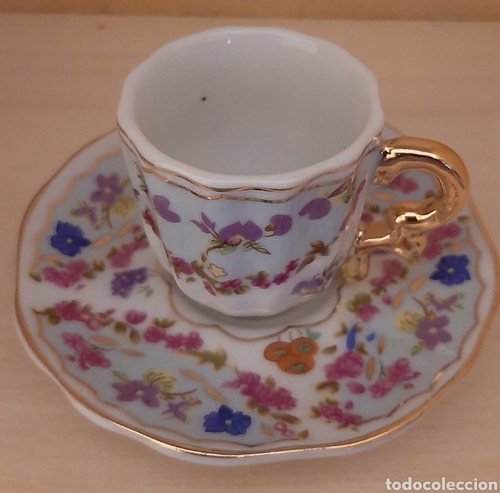 Vintage: Tazita miniatura Taza Caf&eacute; y Plato Porcelana Coleccion D&eacute;coration d'Artiste