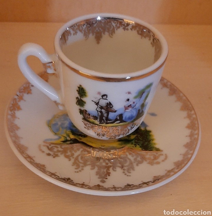 Vintage: Tazita miniatura Taza Caf&eacute; y Plato Porcelana Coleccion D&eacute;coration d'Artiste