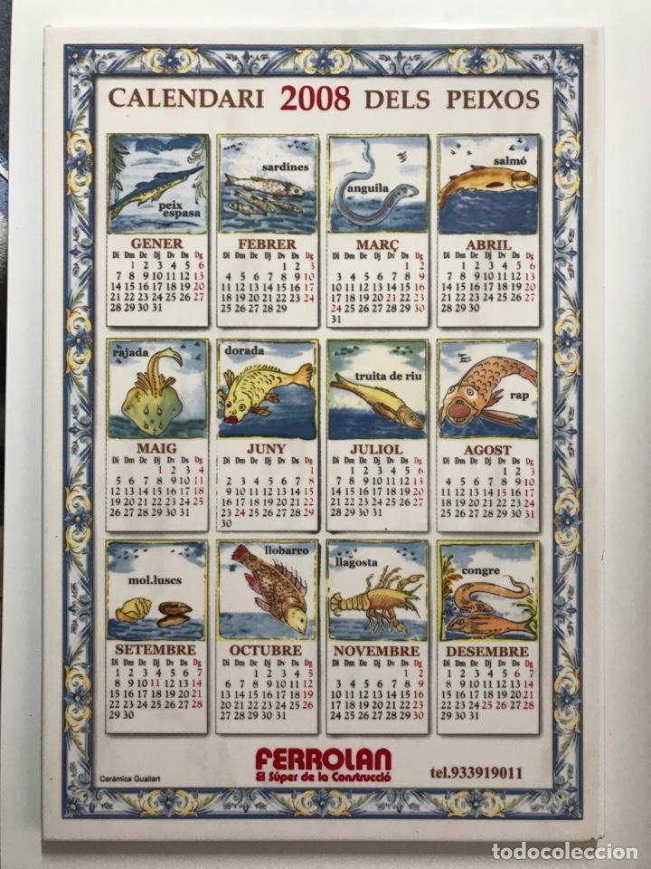 Vintage: Baldosa calendario con motivo sobre El Peixos (los peces) a&ntilde;o 2008. Cer&aacute;mica Guallart.