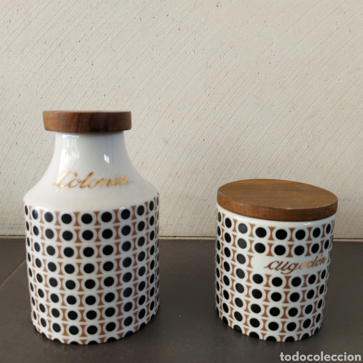 Vintage: CONJUNTO DE 3 UD RECIPIENTES PARA ALGODON Y COLONIA