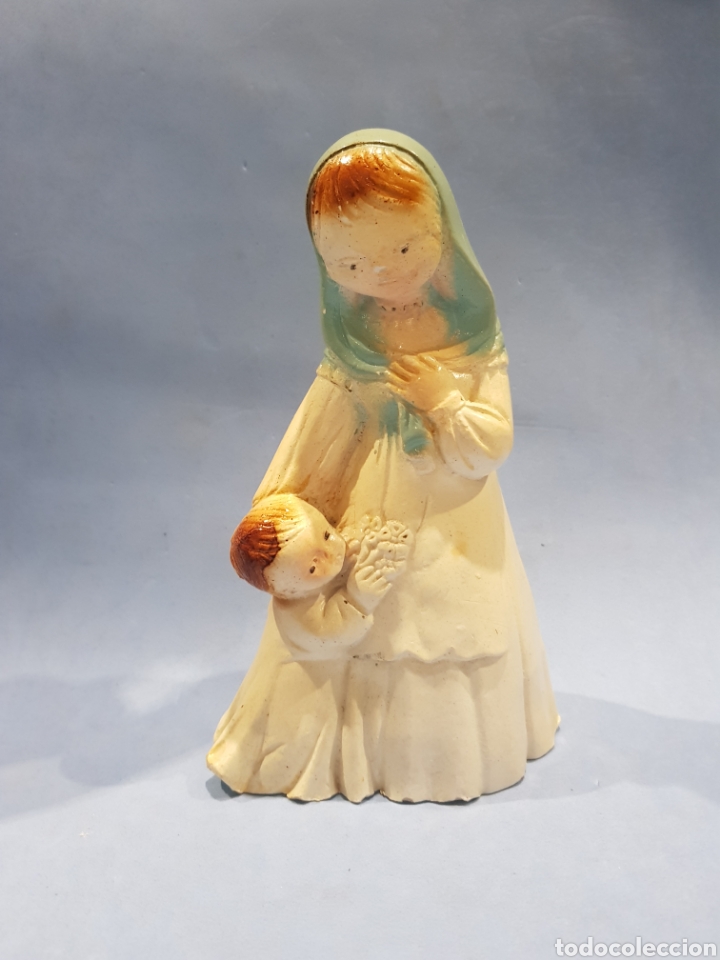 Vintage: Virgen con ni&ntilde;o , figura de escayola