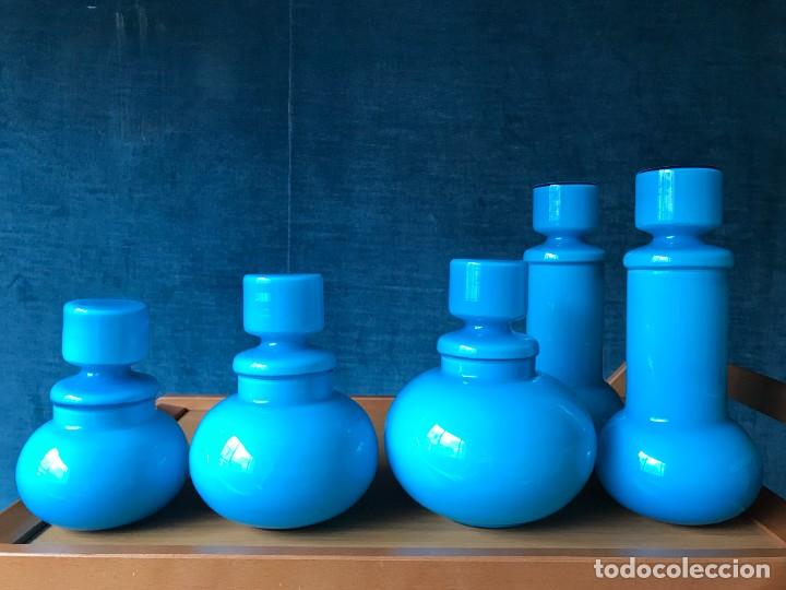 Vintage: Juego de tocador opalina azul - Foto 1