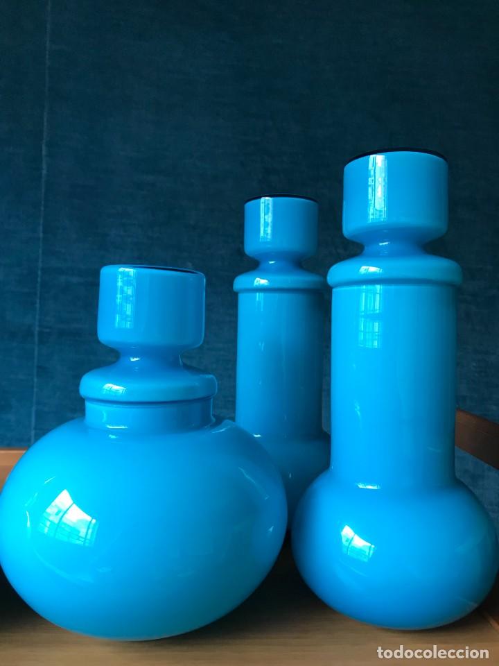 Vintage: Juego de tocador opalina azul - Foto 3