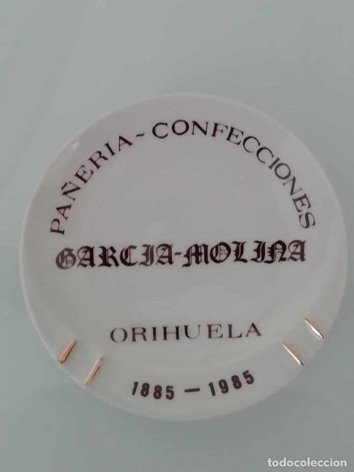 Vintage: ANTIGUO PLATILLO CENICERO DECORATIVO- RECUERDO PA&Ntilde;ERIA CONFECCIONES GARCIA-MOLINA 1985 ORIHUELA