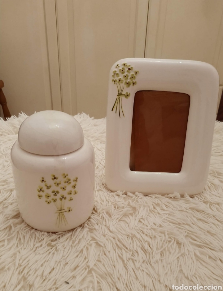 Vintage: Conjunto de tocador,marco de fotos y algodonera