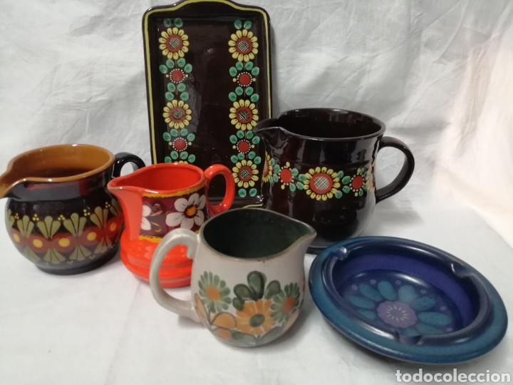 Vintage: Lote de jarritas y bandeja vintage