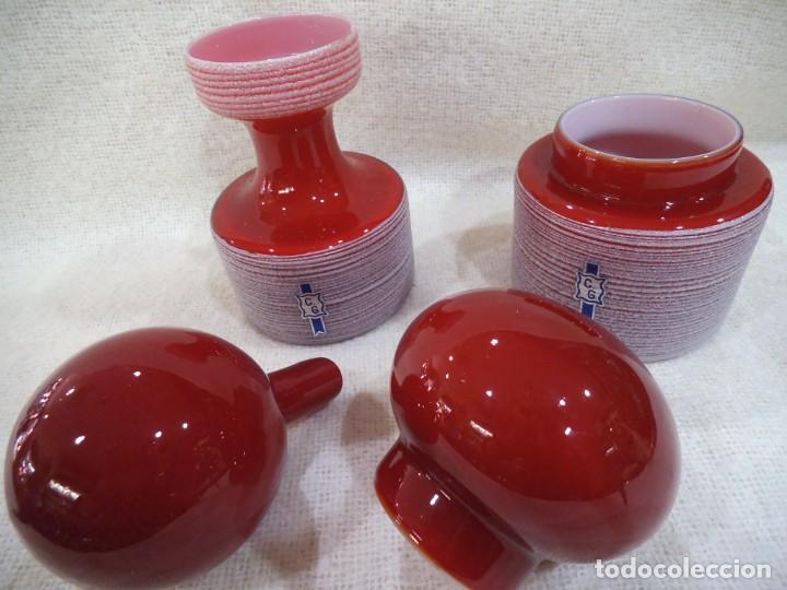 Vintage: BOTES DE BA&Ntilde;O ( OPALINA ) ROJOS - Foto 2