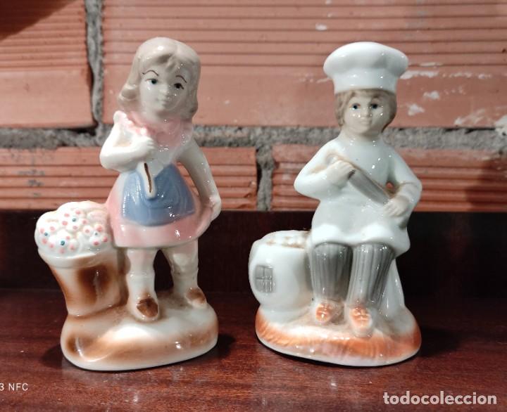 Vintage: VINTAGE - PORCELANA - FIGURAS DE PORCELANA - NI&Ntilde;O COCINERO Y NI&Ntilde;A FLORERA.