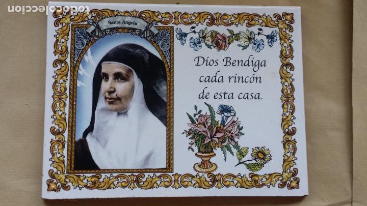 Vintage: CER&Agrave;MICA DECORATIVA, SANTA ANGELA, DIOS BENDIGA CADA RINCON DE ESTA CASA