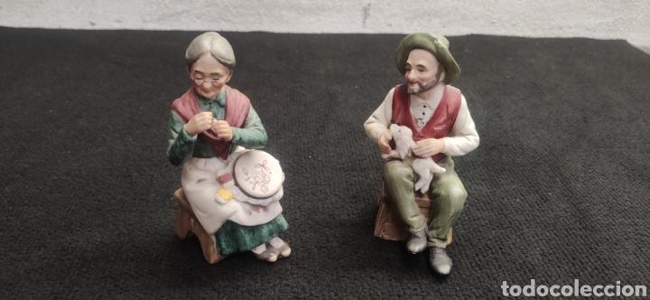 Vintage: FIGURAS PAREJA DE ANCIANOS EN CER&Aacute;MICA