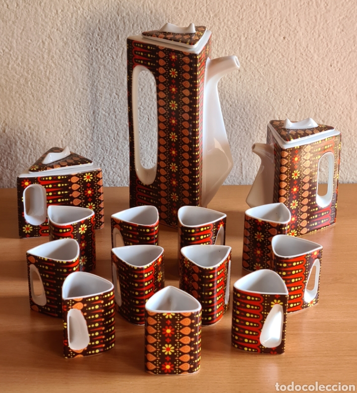Vintage: Juego de Caf&eacute; Porcelana Cusins - Decoraci&oacute;n Vintage Dise&ntilde;o Retro Flower Power Psicod&egrave;lia Hippies