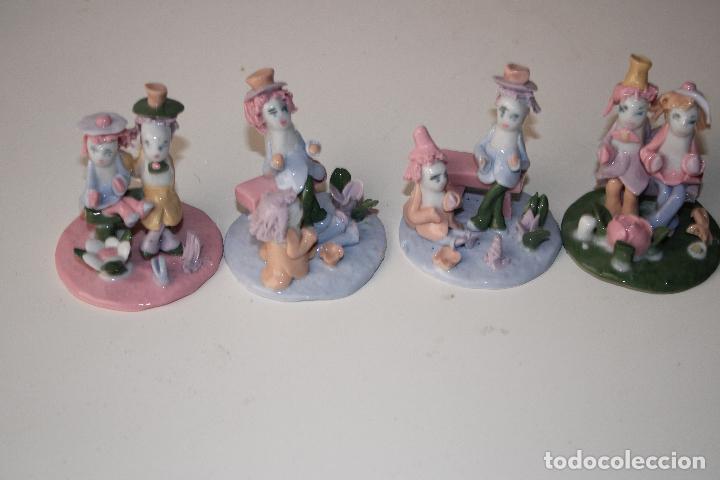 Vintage: 4 figuras de payasos de porcelana miniaturas