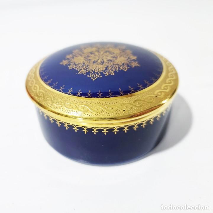 Vintage: Layrezas Limoges/ Caja peque&ntilde;a de porcelana azul cobalto y dorado