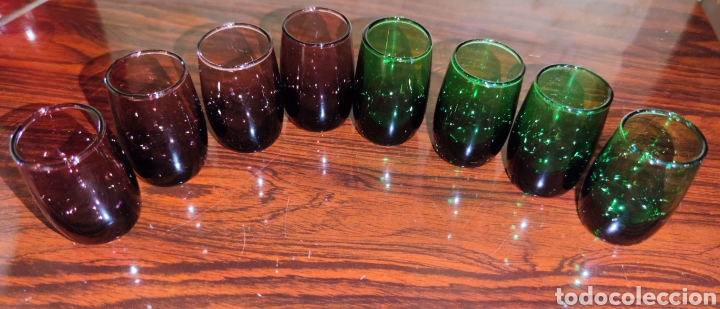 Vintage: VASITOS DE LICOR CRISTAL SOPLADO